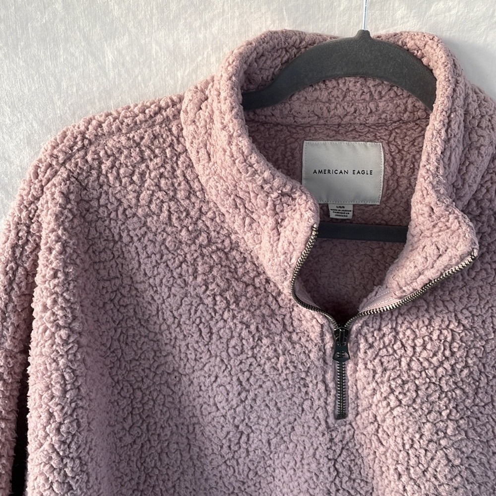 American Eagle Pink Sherpa Pullover